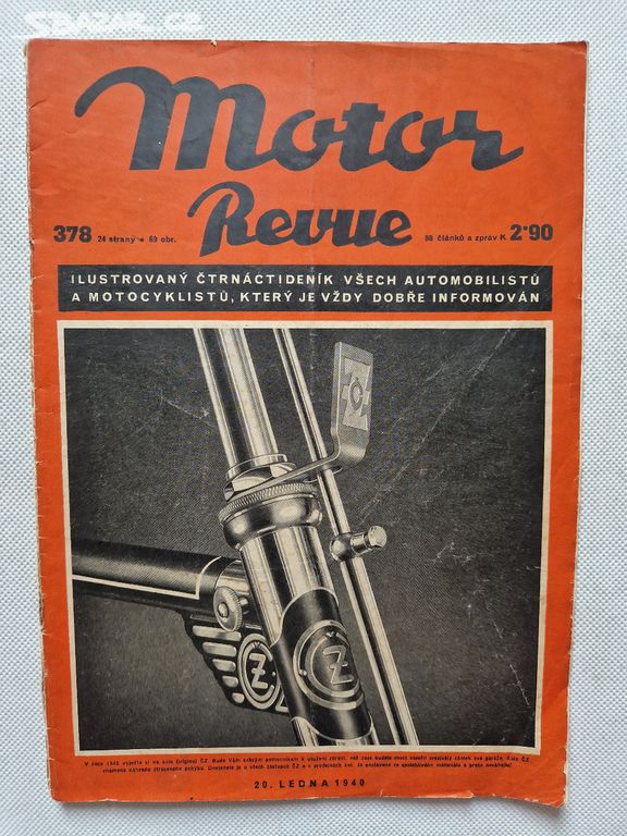 Starý motoristický časopis Motor Revue č. 378 1940