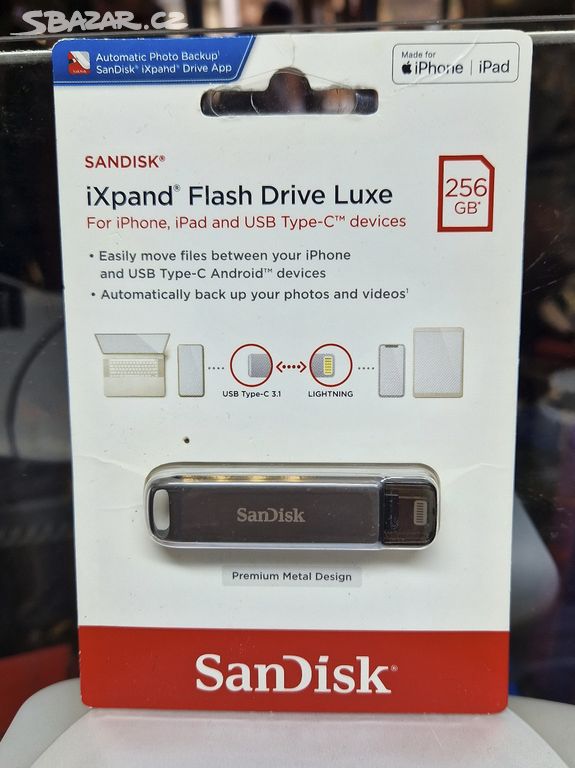 SanDisk iXpand Luxe 256GB, USB-C + Lightning