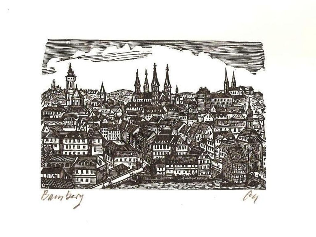 Dřevoryt č. 006 - Herbert Ott: Bamberg