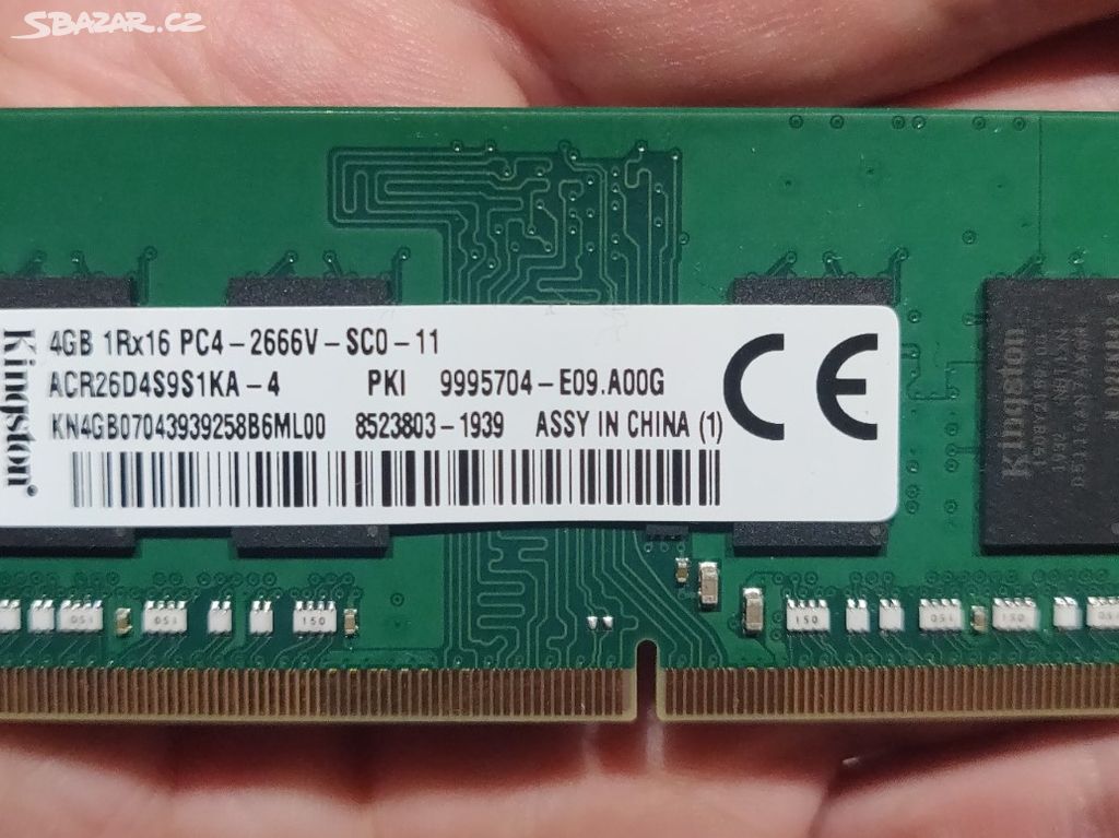 DDR4 KINGSTON 4GB 1Rx16 PC4-2666V-SC0-11