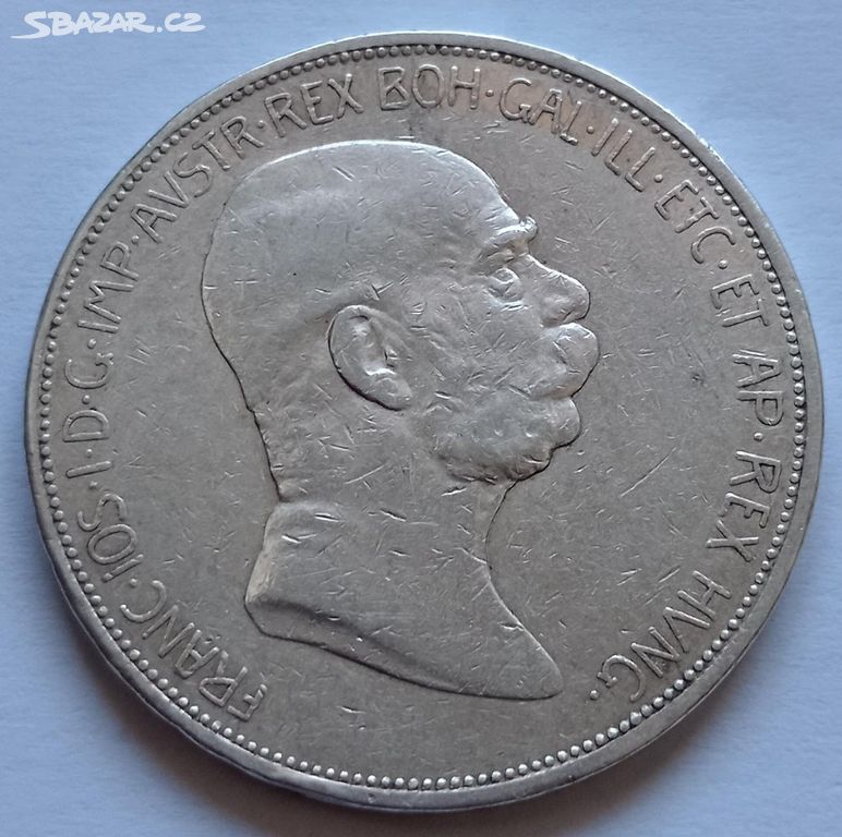 Stříbrná mince 5 koruna 1909 František Josef I.