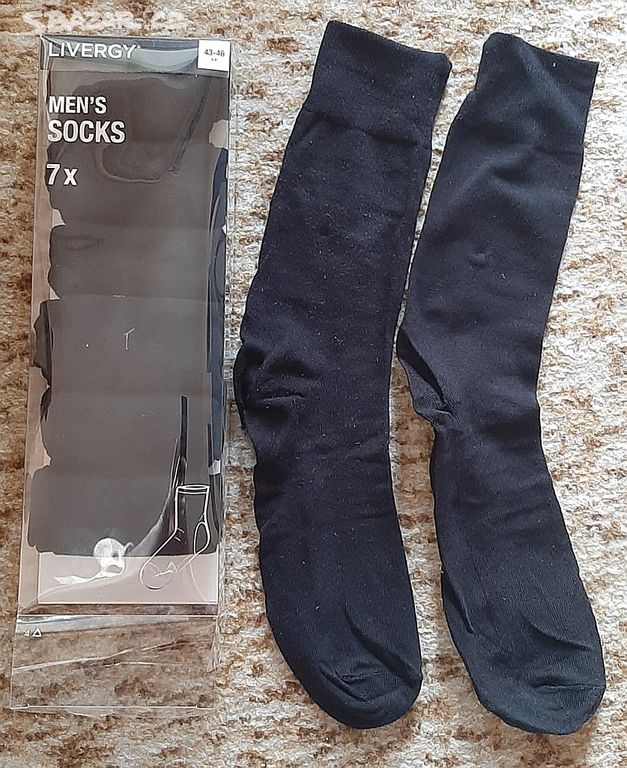 7x ponožky balení, černé, vel 43-46
