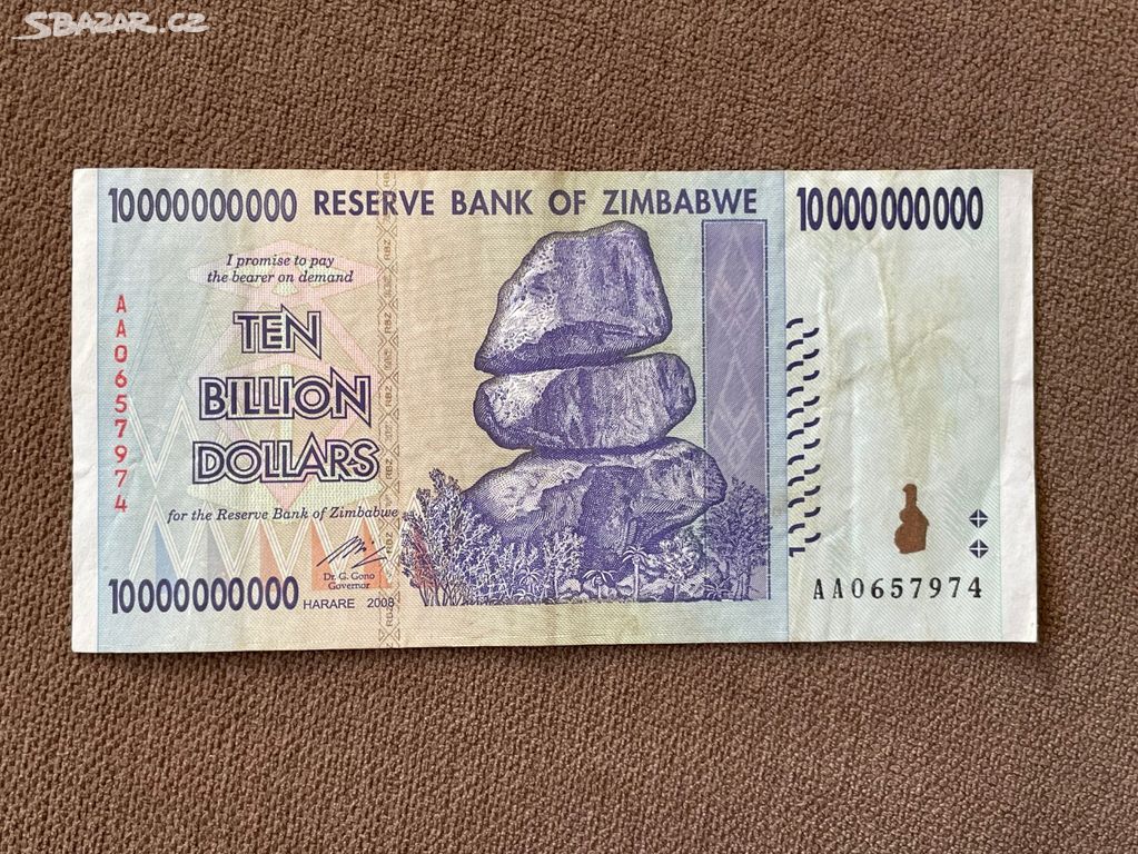 Bankovka 10 miliard dolarů, Zimbabwe, 2008