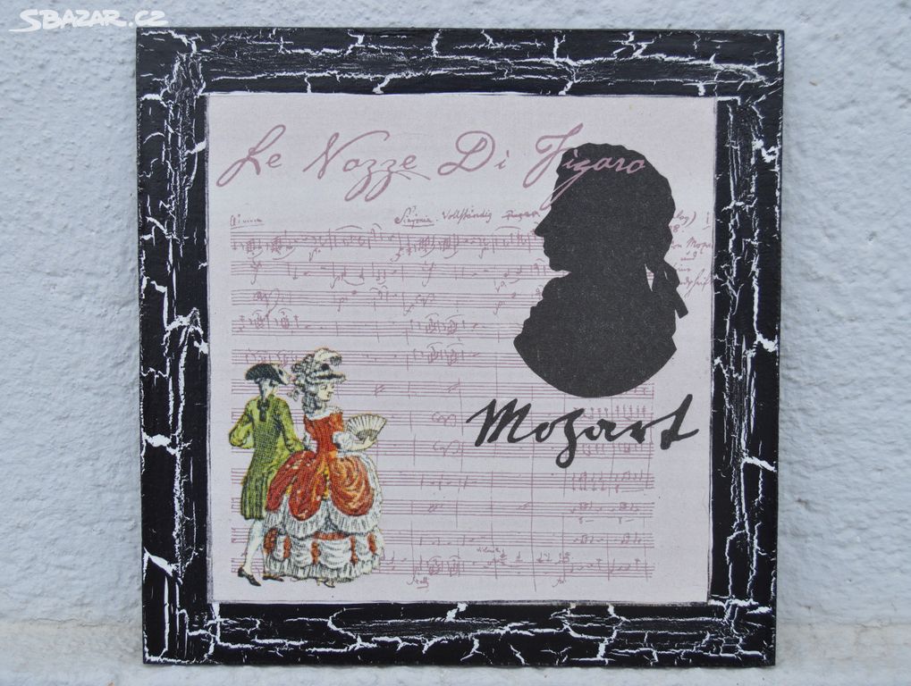 obrázek decopage na desce 20 x 20 cm - Mozart