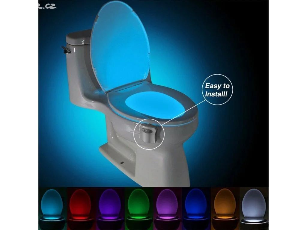 LED osvětlení WC mísy s čidlem 8 barev