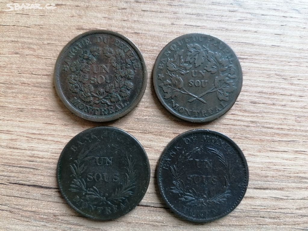 1835-37 Kanada 4 koloniální mince tokeny L. Canada
