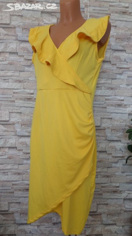 Kanárkově žluté pružné šaty Zanzea vel. L,