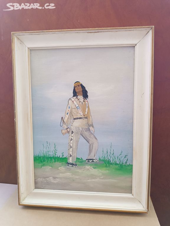 VINNETOU RUDÝ GENTLEMAN - malovaný,  31 cm x 41 cm