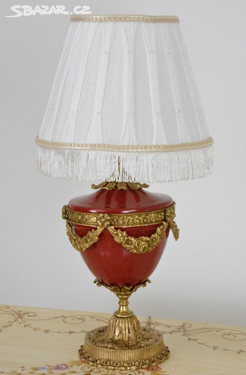 Zámecká stolní lampa se stínidlem - bronz