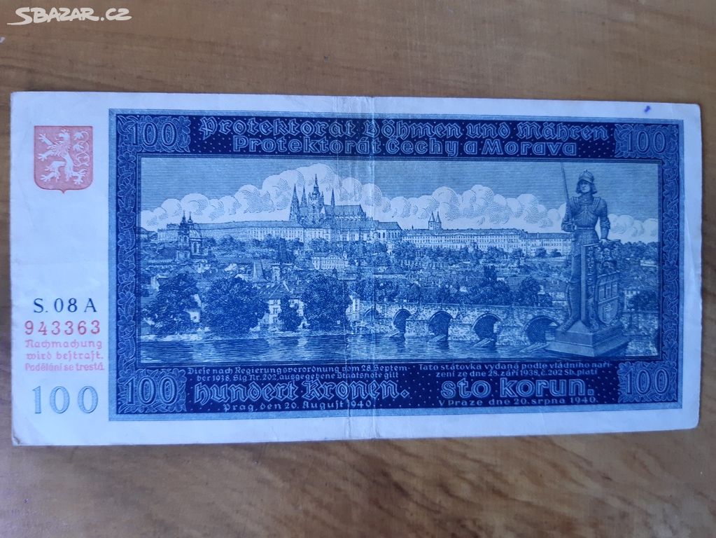 Bankovka 100 korun, 1940