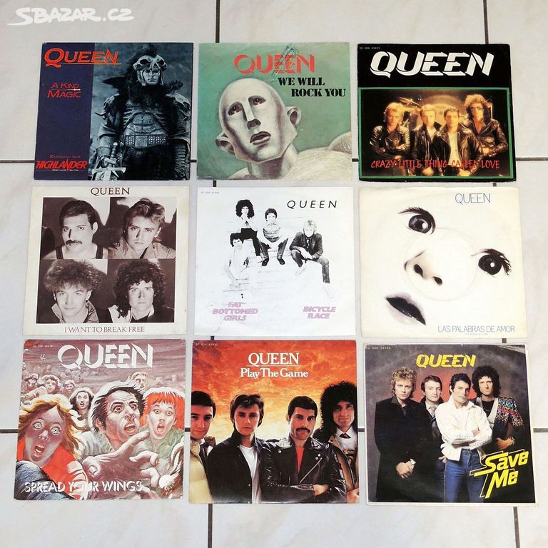 Prodám sadu 9 kusů 7" singlů Queen 1977 až 1986