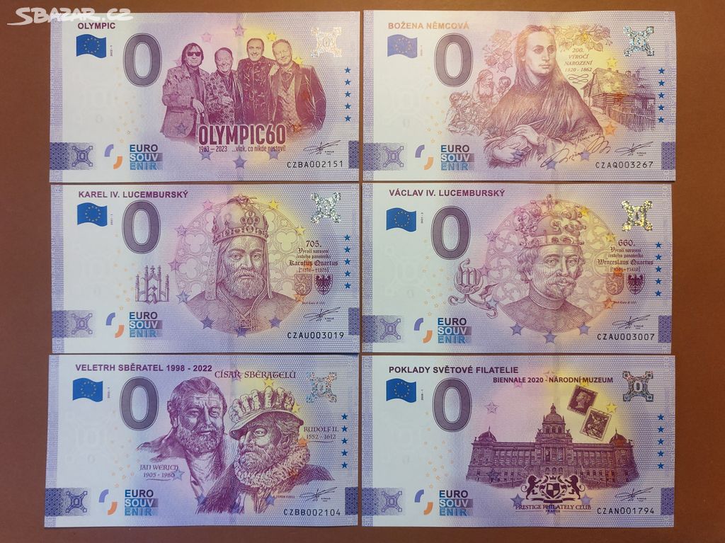 0 Euro bankovky - Olympic, Němcová... UNC !!!