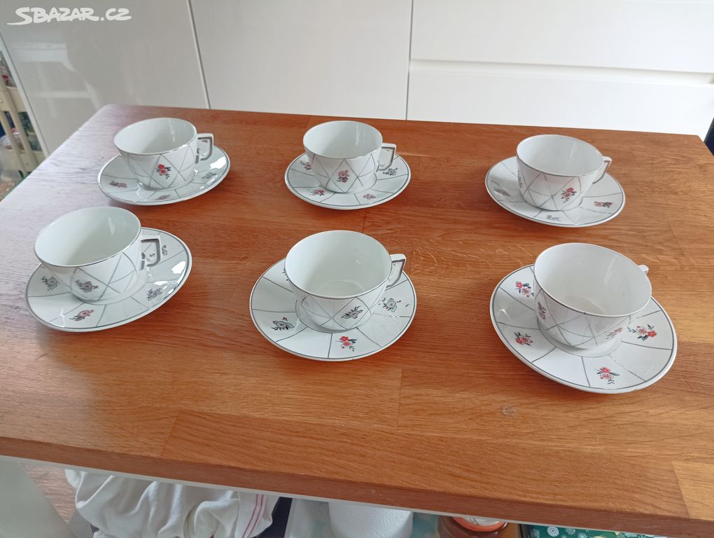 KUBISTICKÝ PORCELÁNOVÝ ČAJOVÝ ŠAPO SET CCP JM PORT