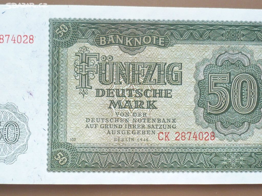 Bankovka, Německo 50 mark, ročník 1948