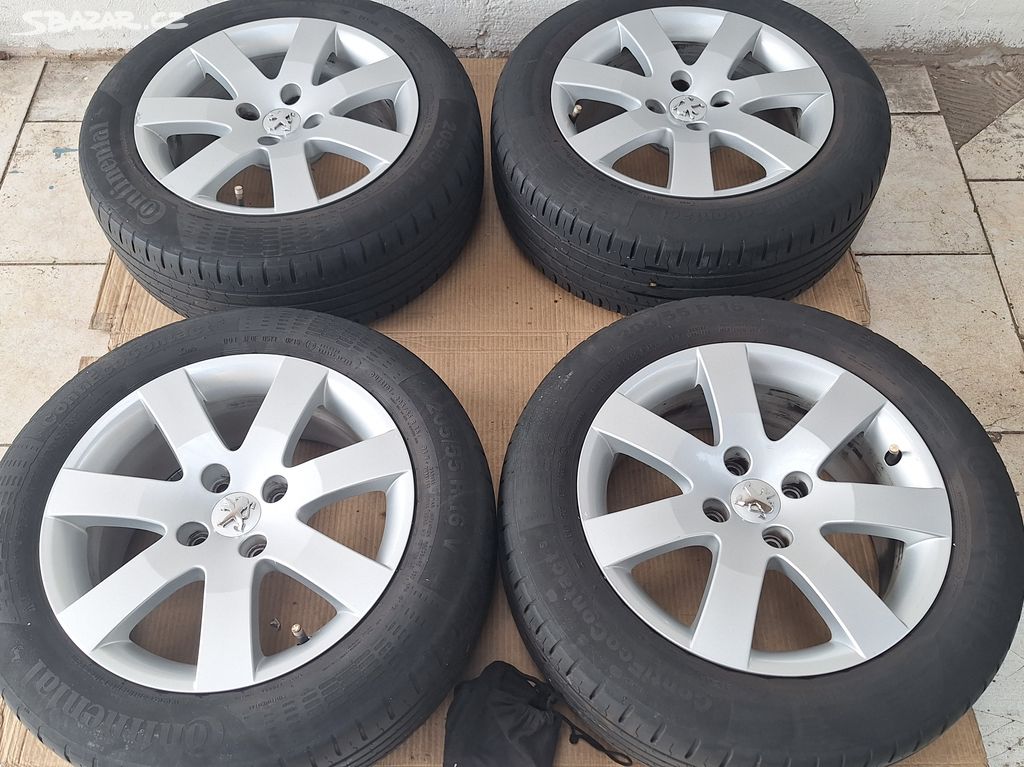 Alu kola Peugeot 16" 4x108 pneu 205/55 R16 5-6mm