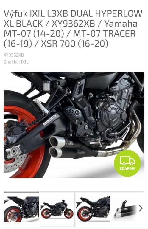 Yamaha MT 07 Kompletní systém výfuku ixil dual