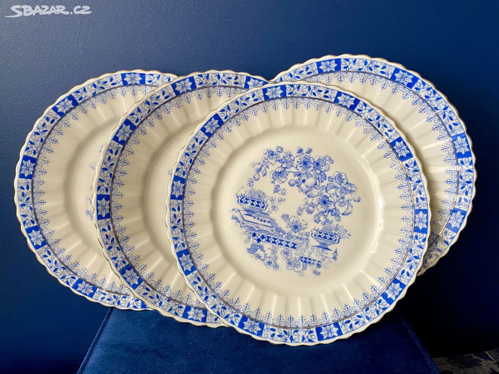 Starý porcelán China Blau, talíře 4ks