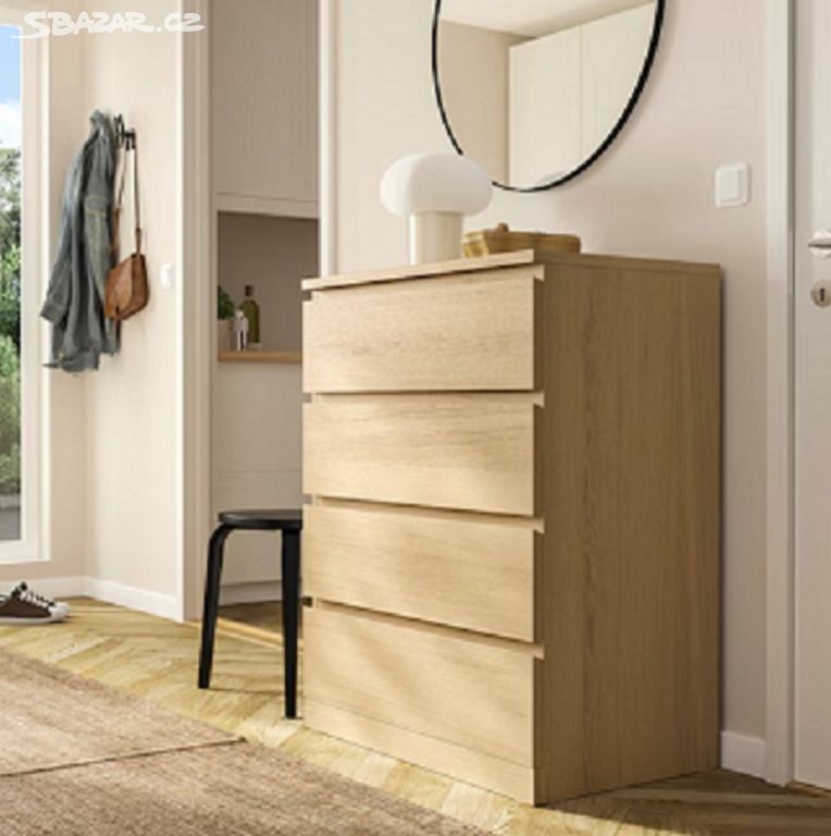 IKEA MALM KOMODA 4 šuplíky BŘÍZA