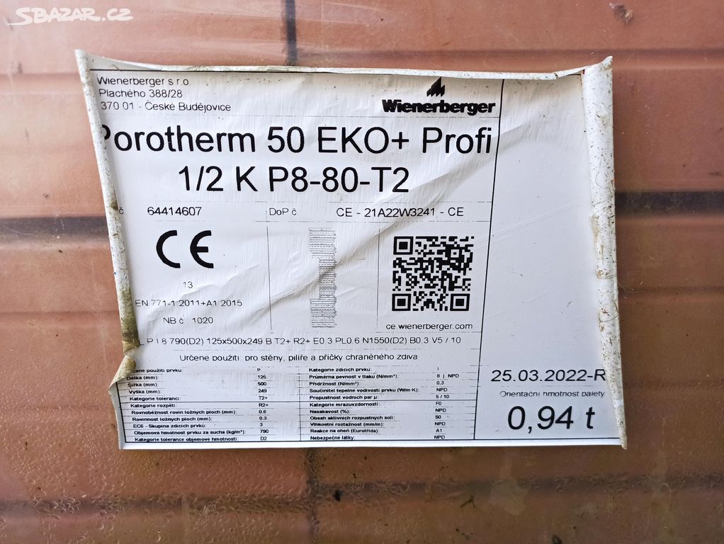 cihla porotherm 50 EKO+ 125x500x249