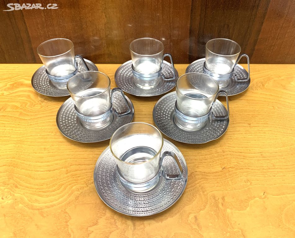 Retro sklo coffee set, kávový servis 60. léta