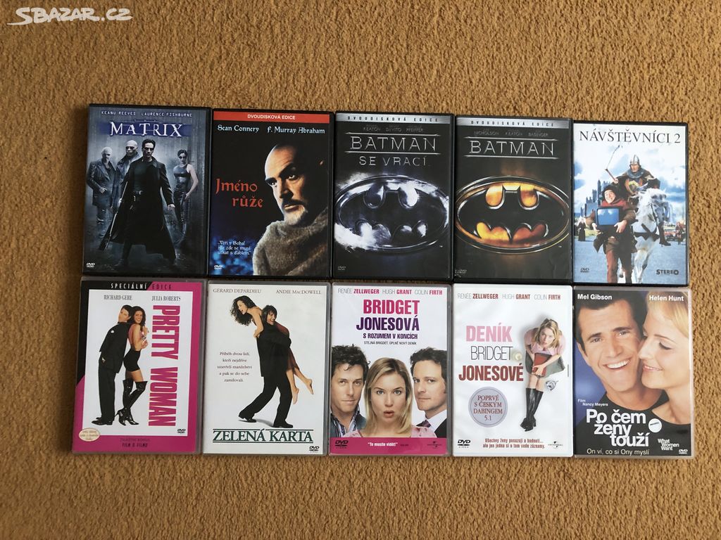 10x originál DVD Batman, Matrix...