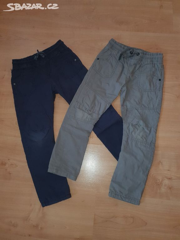 Podšité plátěné kalhoty v.116 F&F modré, béžové