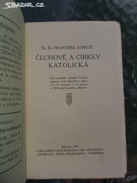 ČECHOVÉ A CÍRKEV KATOLICKÁ 1909