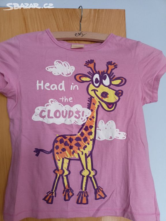 Dívčí světle růžové tričko se žirafou - Cherokee
