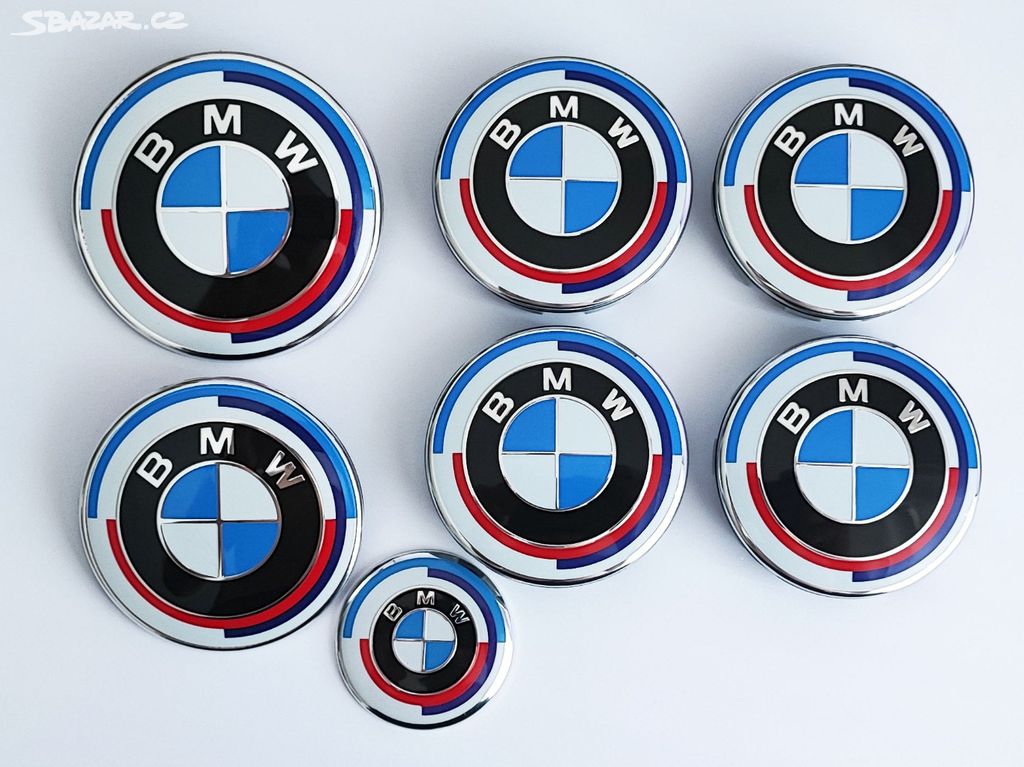 BMW znaky a pokličky celá sada 50th Anniversary