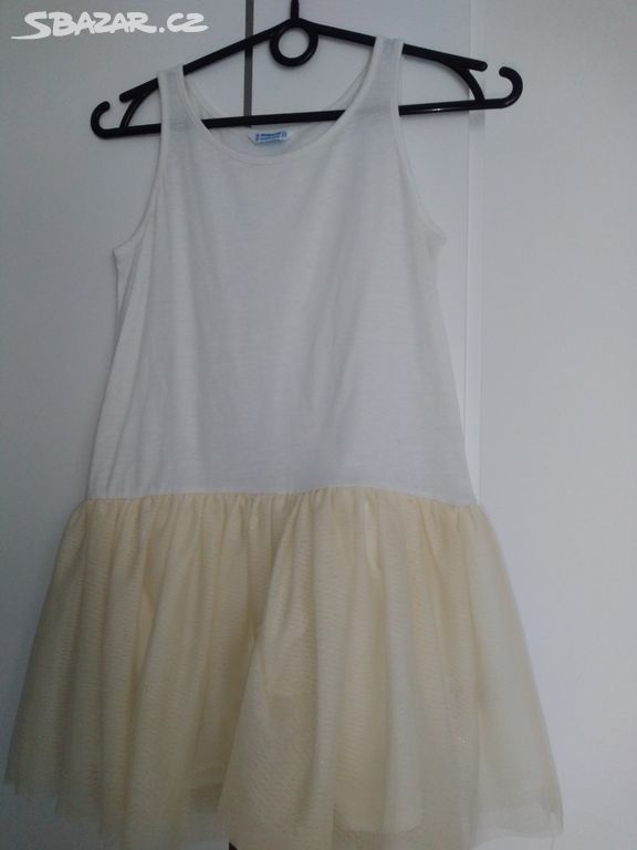 Dívčí bílo žluté šaty vel. 140, 10 let
