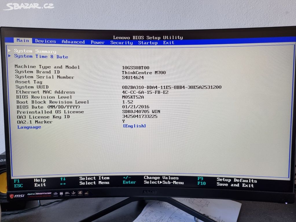 Kancelářské PC Lenovo M700 Pentium G4400 - na díly