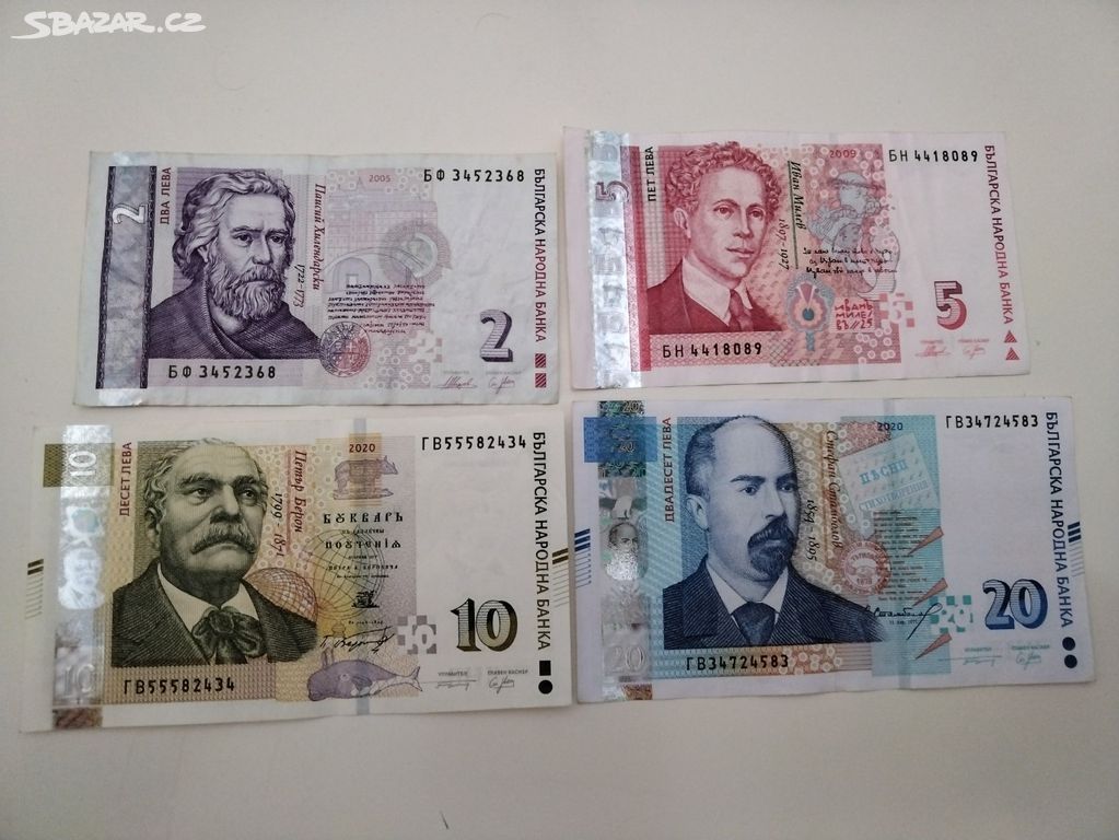 Bankovky Bulharsko - sada Leva - 2, 5, 10, 20 Lev