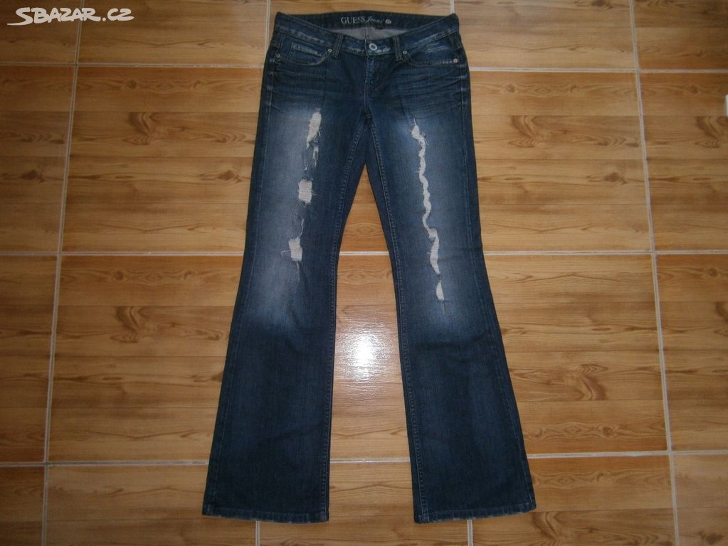 Trhané zvonové rifle značky GUESS JEANS, vel.28