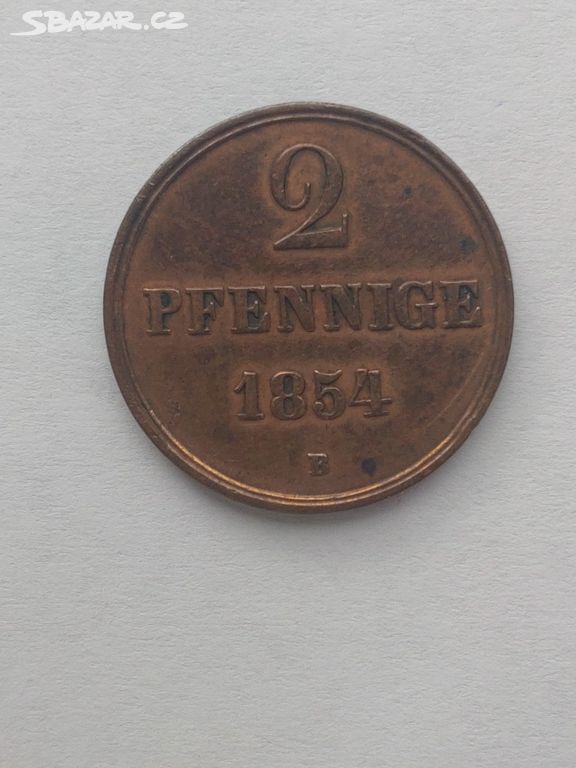 Mince 2 pfennige 1854 B - Německo