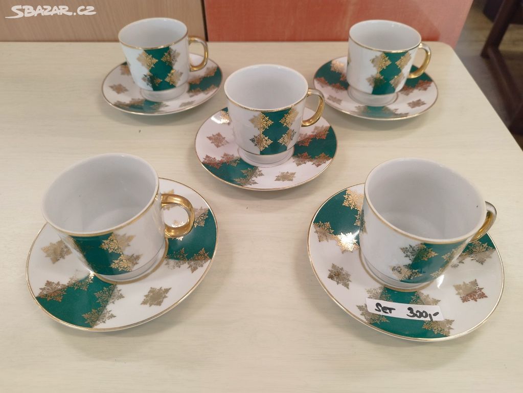 Československý porcelán set šálků s podšálky