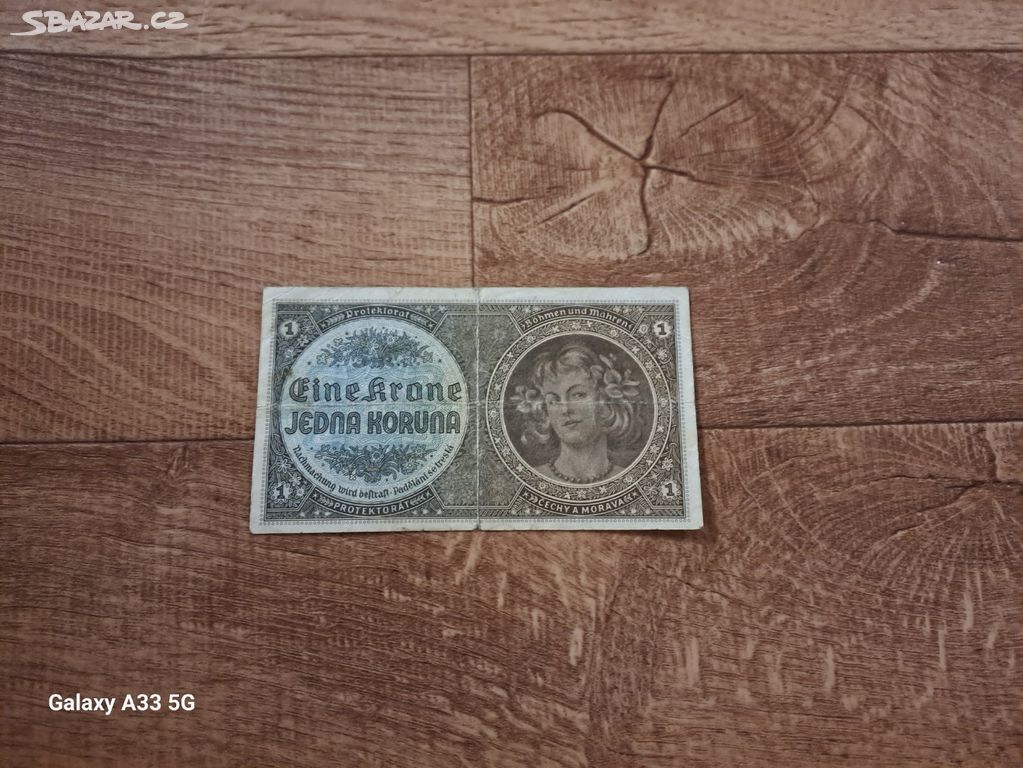 Stará bankovka Jedna Koruna