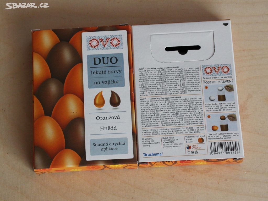 Barva na vajíčka OVO oranžová hnědá 2ks Velikonoce