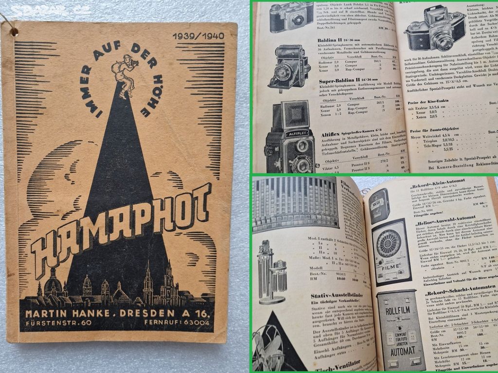Starý reklamní katalog ceník Hamaphot 1939