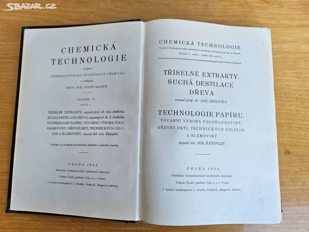 Suchá destilace dřeva, technologie papíru 1923