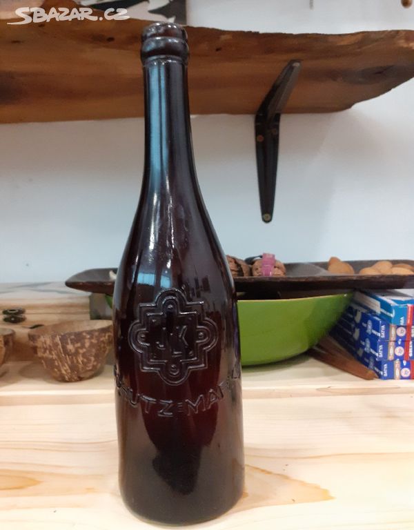 Pivní lahev sklenice stará JLK SCHUTZ-MARKE