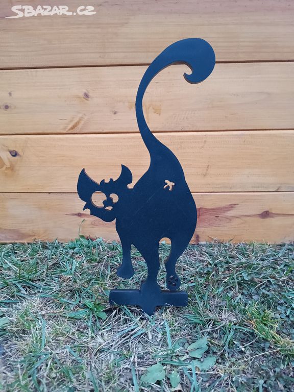 Černá kočka - ocelová zahradní dekorace