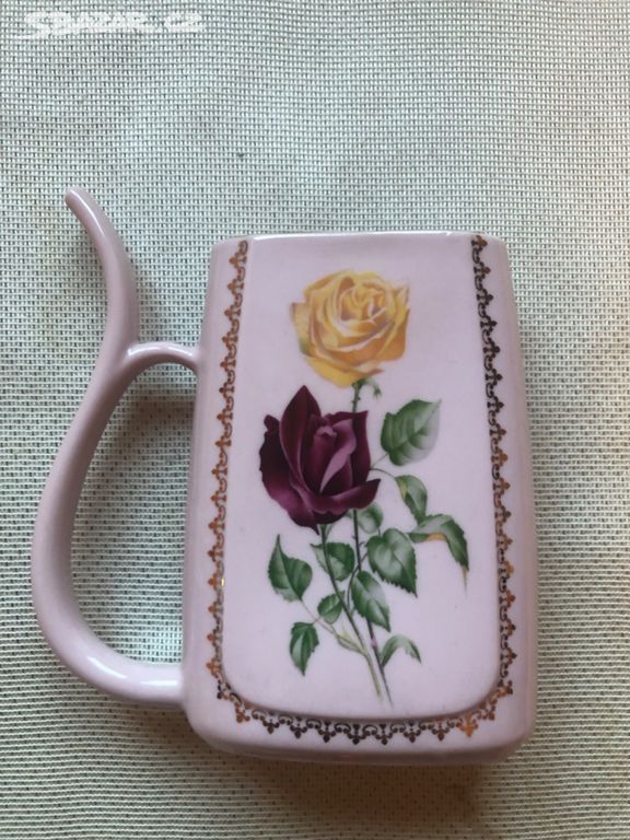 Lázeňský pohárek - Růžový porcelán - výška 13 cm