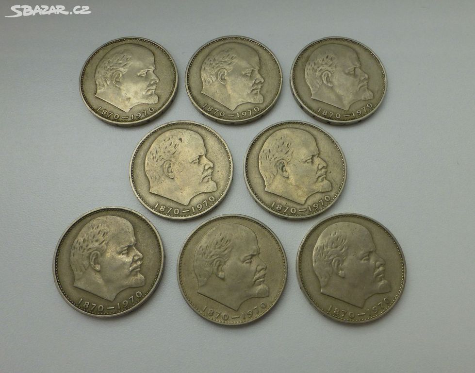 Konvolut osmi mincí - Sovětský rubl 1970-Lenin