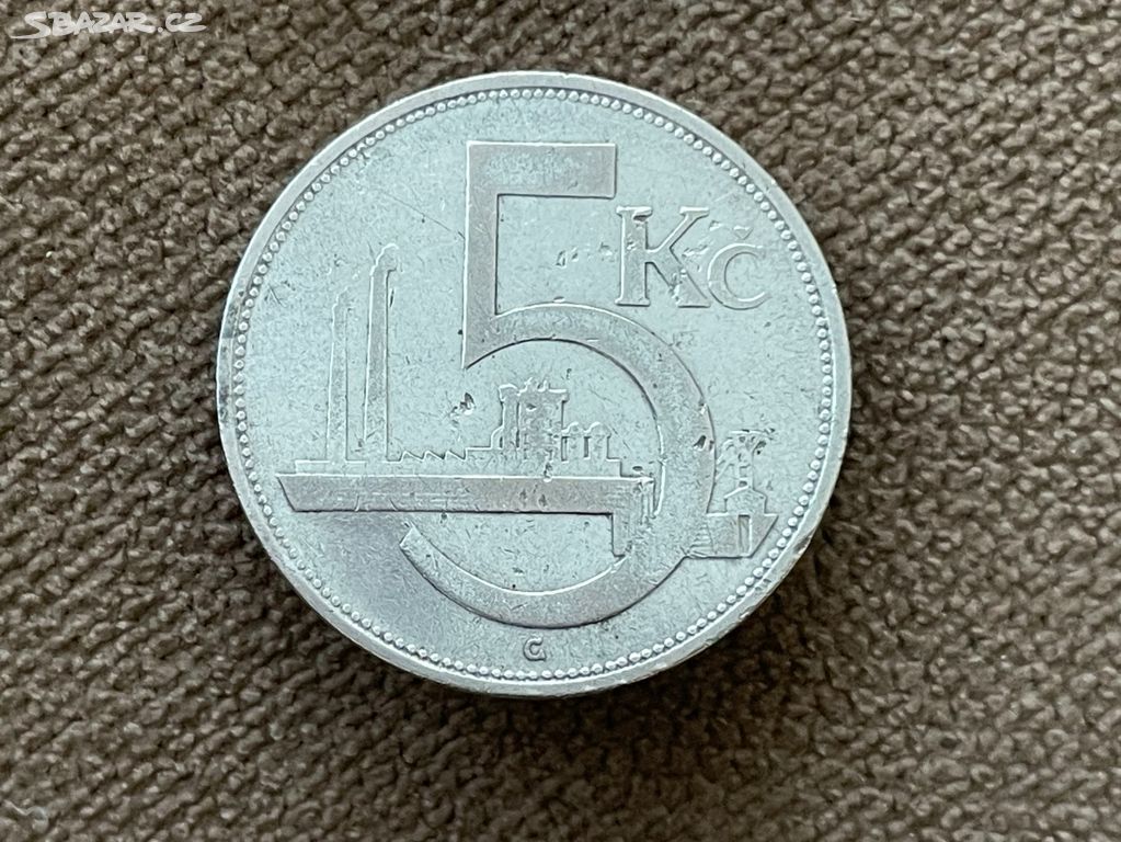 Mince 5 korun 1930, stříbro, ČSR, 1. republika