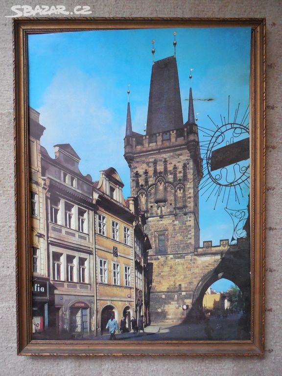 Starý tisk Praha Mostecká věž.