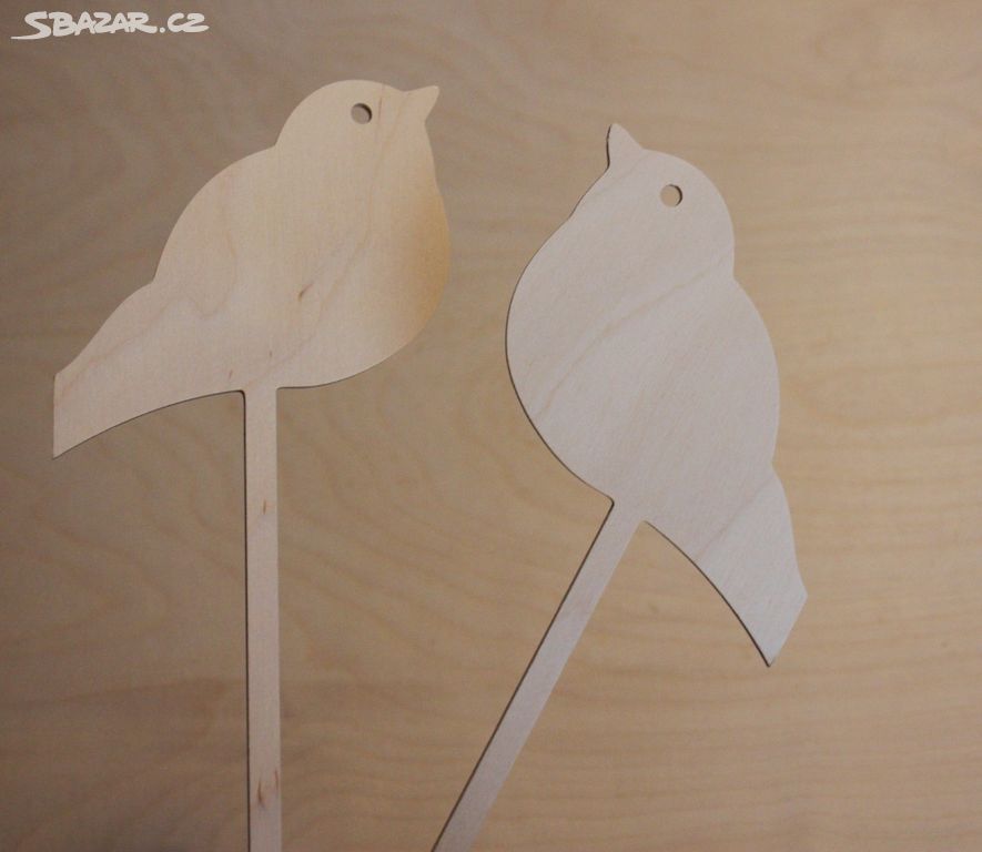 Ptáčci dřevěná dekorace, cena za 2 ks, nové