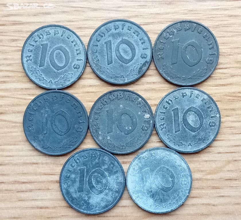 Mince 10 Reichspfennig 1940 až 1944 Třetí říše