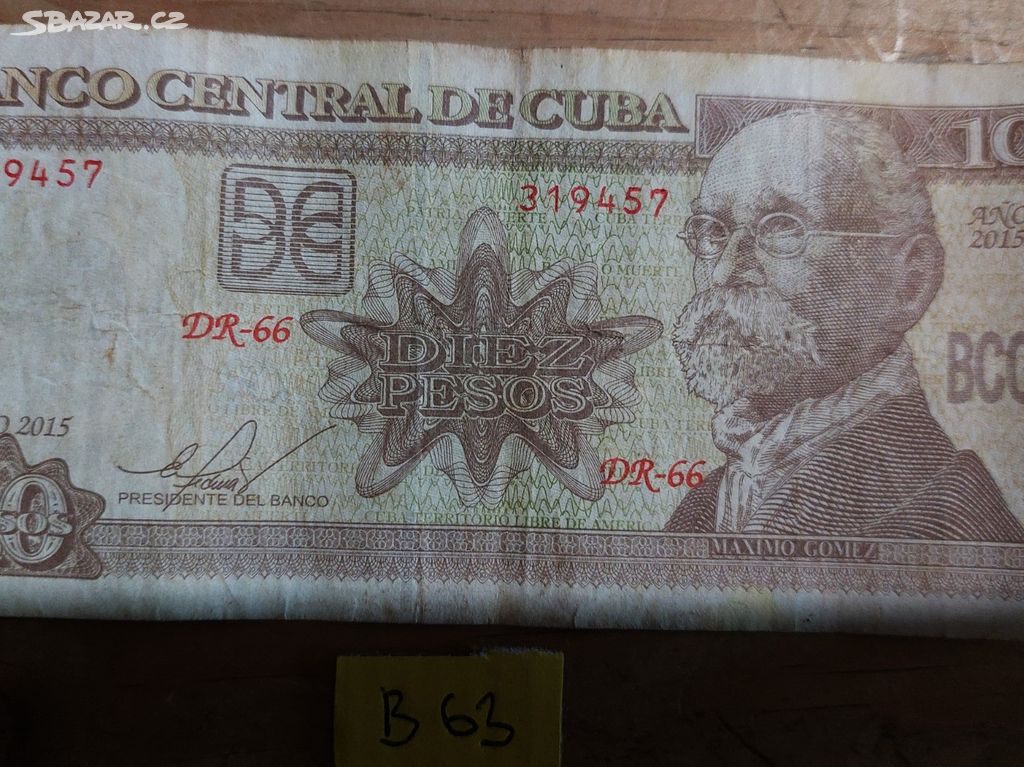 10 pesos 2015 Kuba (B63) Bankovka.