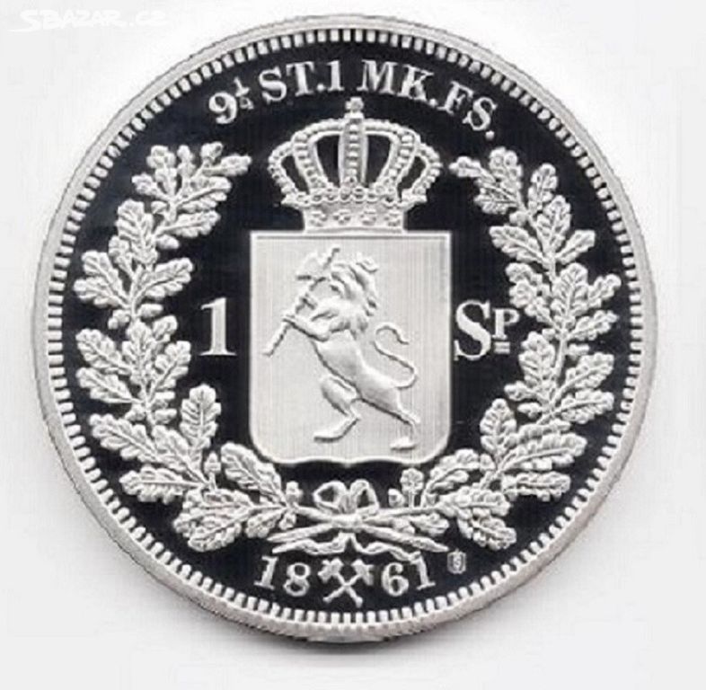 Postříbřená kopie norské mince