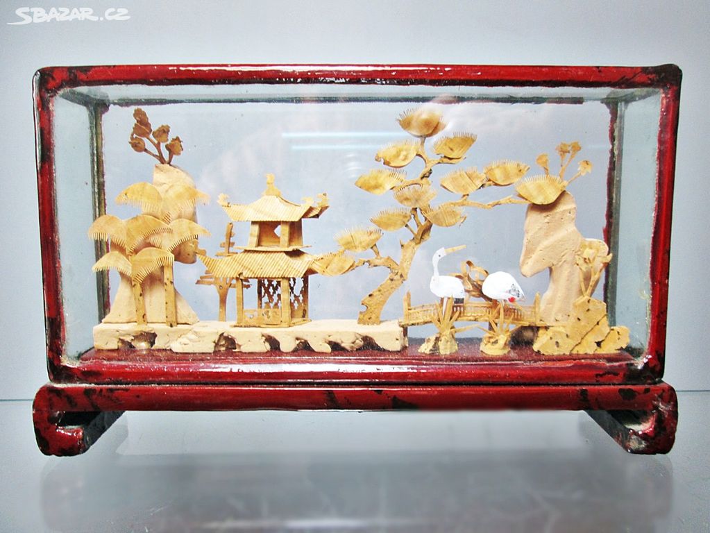 Retro dekorace Čína 80. léta min.stol. ruční práce
